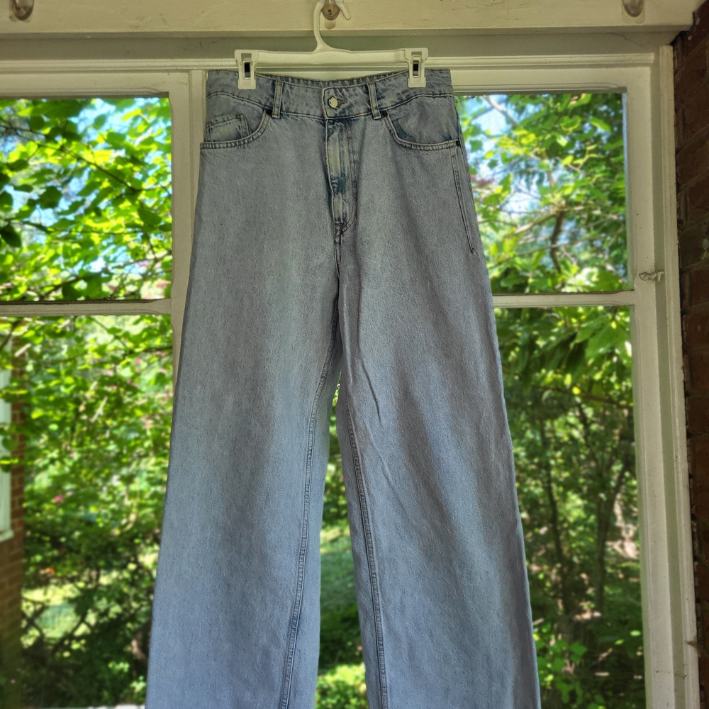 Zara Women's Wide Leg Jeans - Soft Blue